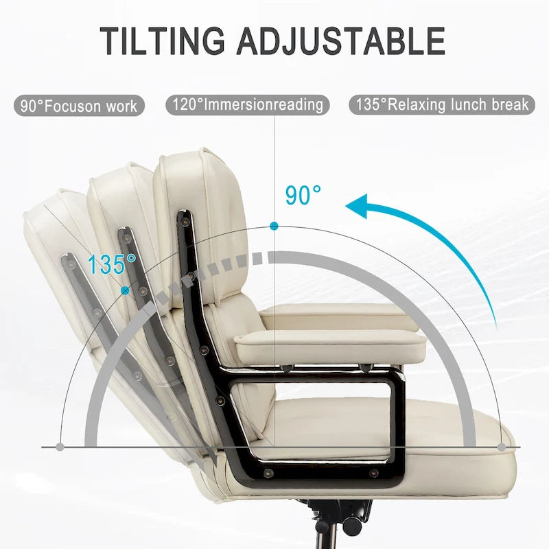 Fauteuil de bureau ergonomique en cuir avec soutien lombaire et hauteur réglable, pour hall d'entrée