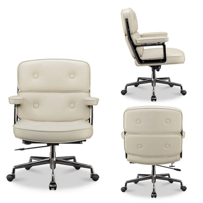 Fauteuil de bureau ergonomique en cuir avec soutien lombaire et hauteur réglable, pour hall d'entrée