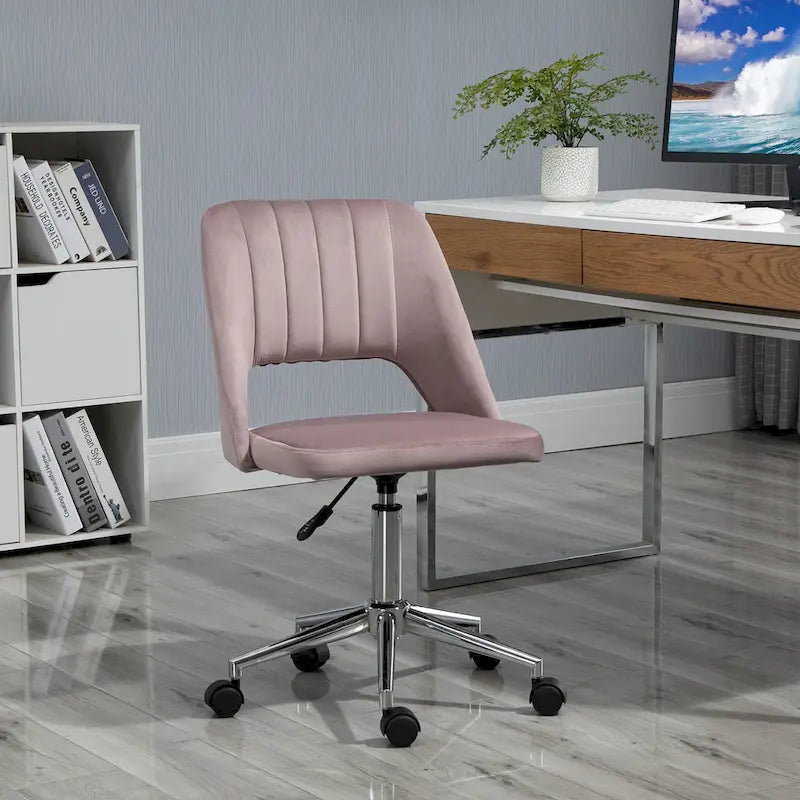 Vinsetto Modern Mid Back Office Chair with Velvet Fabric, Swivel Computer Armless Desk Chair