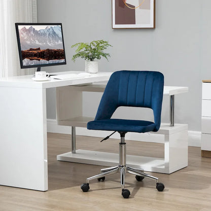 Chaise de bureau Vinsetto moderne à dossier mi-haut avec revêtement en velours, chaise de bureau pivotante sans accoudoirs