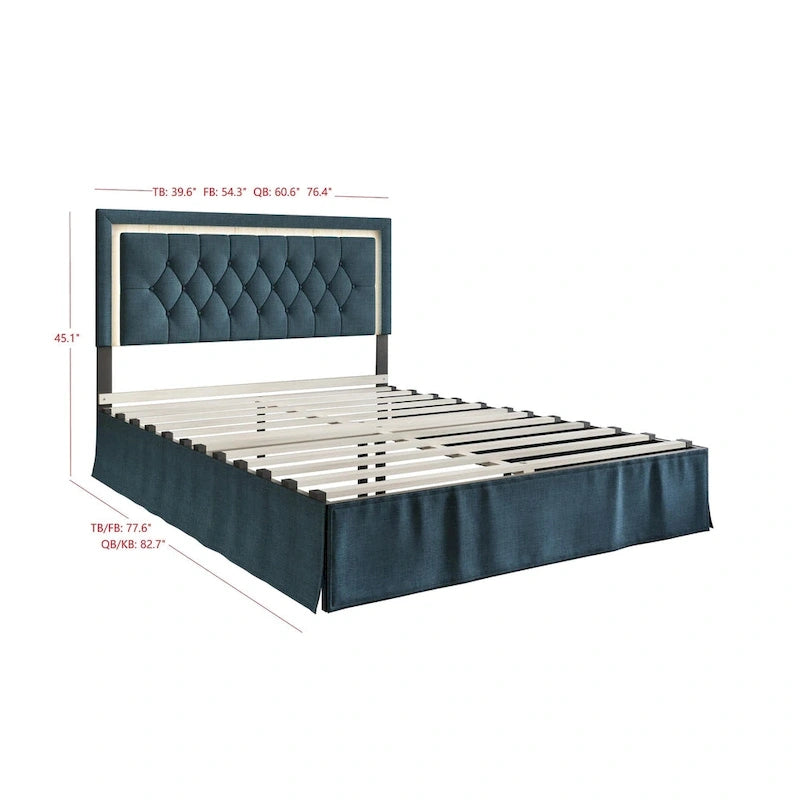 Lit plateforme capitonné Gianna