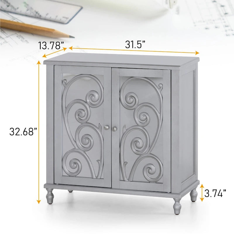 Armoire de rangement à miroir Fujimori 2 portes argentée Sophia &amp; William