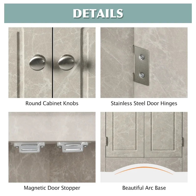 Meuble de rangement triangulaire pour salle de bain avec étagères réglables, 43,7 cm (L) x 43,7 cm (P)