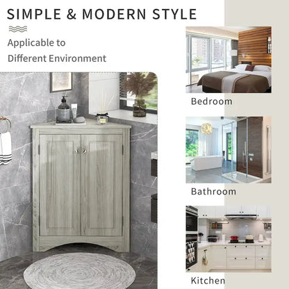 Meuble de rangement triangulaire pour salle de bain avec étagères réglables, 43,7 cm (L) x 43,7 cm (P)