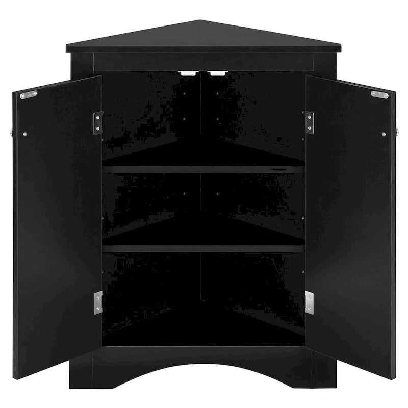 Meuble de rangement triangulaire pour salle de bain avec étagères réglables, 43,7 cm (L) x 43,7 cm (P)