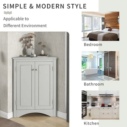 Meuble de rangement triangulaire pour salle de bain avec étagères réglables, 43,7 cm (L) x 43,7 cm (P)