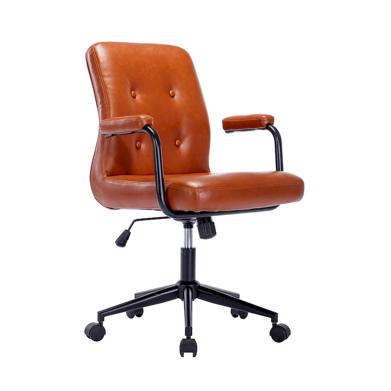 Fauteuil de bureau Porthos Home Ames en similicuir avec piètement à roulettes en acier et système d'inclinaison central