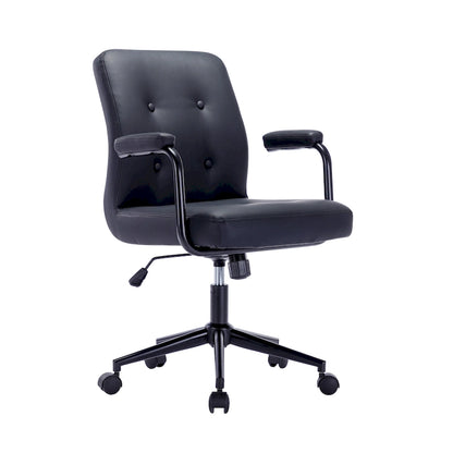 Fauteuil de bureau Porthos Home Ames en similicuir avec piètement à roulettes en acier et système d'inclinaison central
