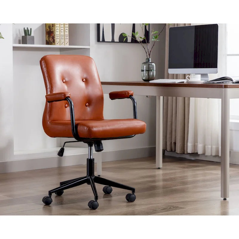 Fauteuil de bureau Porthos Home Ames en similicuir avec piètement à roulettes en acier et système d'inclinaison central
