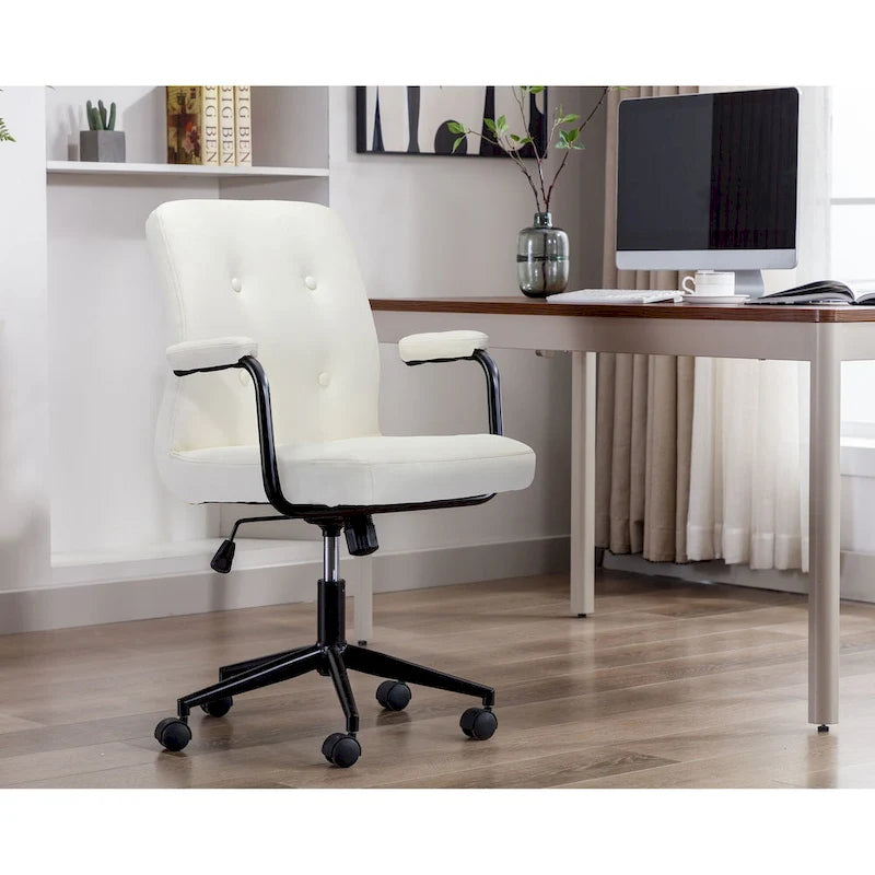 Fauteuil de bureau Porthos Home Ames en similicuir avec piètement à roulettes en acier et système d'inclinaison central