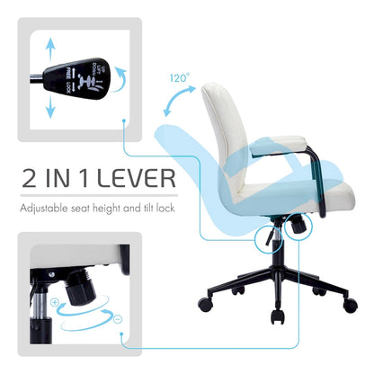 Fauteuil de bureau Porthos Home Ames en similicuir avec piètement à roulettes en acier et système d'inclinaison central