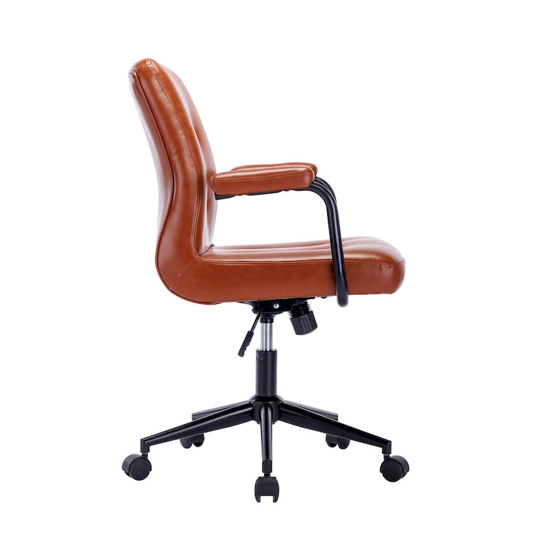 Fauteuil de bureau Porthos Home Ames en similicuir avec piètement à roulettes en acier et système d'inclinaison central