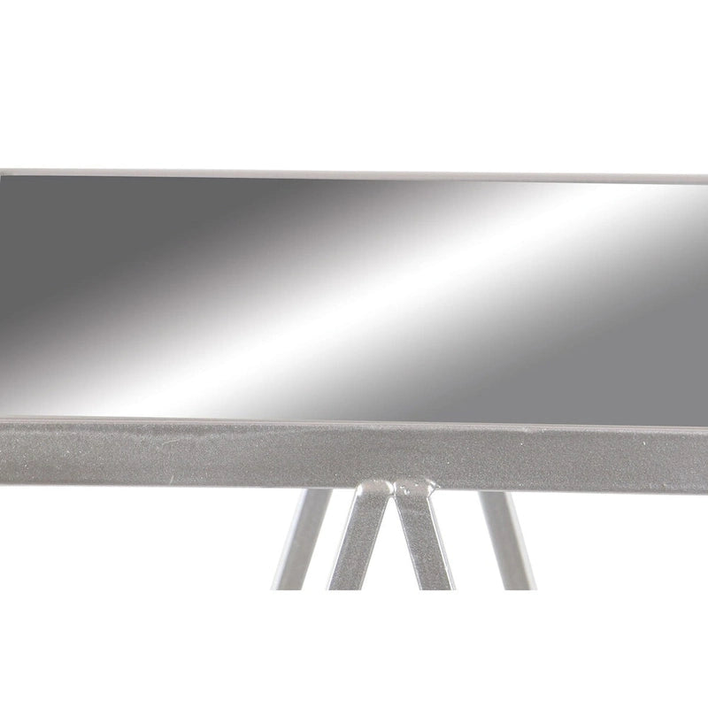 Table d'appoint contemporaine en métal doré, argenté ou noir avec plateau en verre miroir (lot de 2) - 15 x 15 x 25