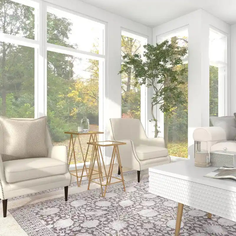 Table d'appoint contemporaine en métal doré, argenté ou noir avec plateau en verre miroir (lot de 2) - 15 x 15 x 25