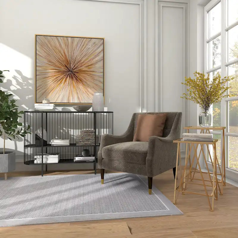 Table d'appoint contemporaine en métal doré, argenté ou noir avec plateau en verre miroir (lot de 2) - 15 x 15 x 25