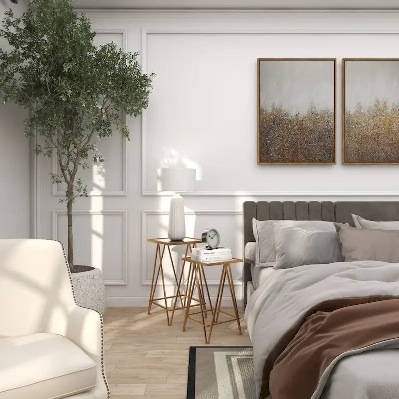 Table d'appoint contemporaine en métal doré, argenté ou noir avec plateau en verre miroir (lot de 2) - 15 x 15 x 25