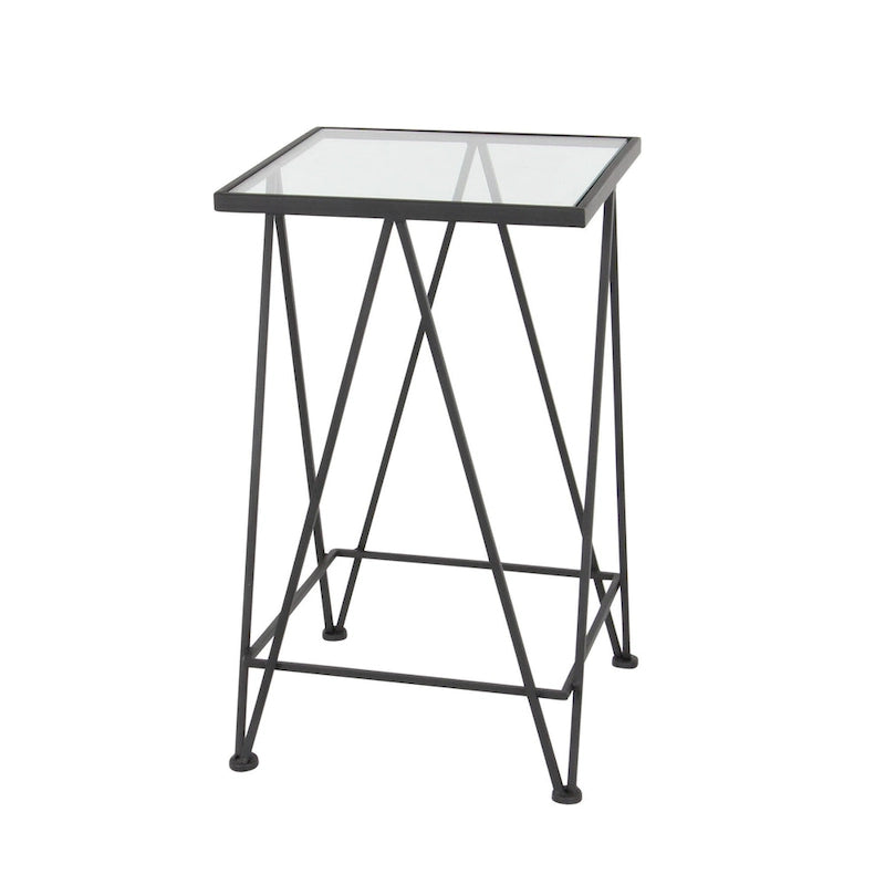 Table d'appoint contemporaine en métal doré, argenté ou noir avec plateau en verre miroir (lot de 2) - 15 x 15 x 25