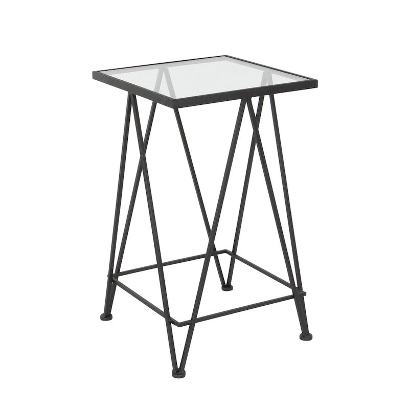 Table d'appoint contemporaine en métal doré, argenté ou noir avec plateau en verre miroir (lot de 2) - 15 x 15 x 25