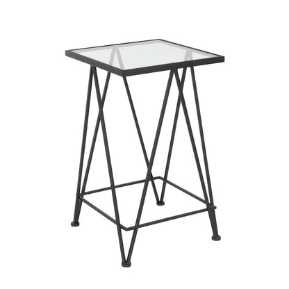 Table d'appoint contemporaine en métal doré, argenté ou noir avec plateau en verre miroir (lot de 2) - 15 x 15 x 25