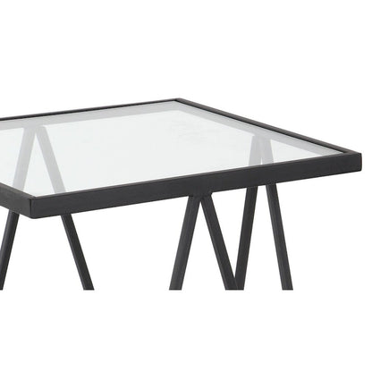 Table d'appoint contemporaine en métal doré, argenté ou noir avec plateau en verre miroir (lot de 2) - 15 x 15 x 25