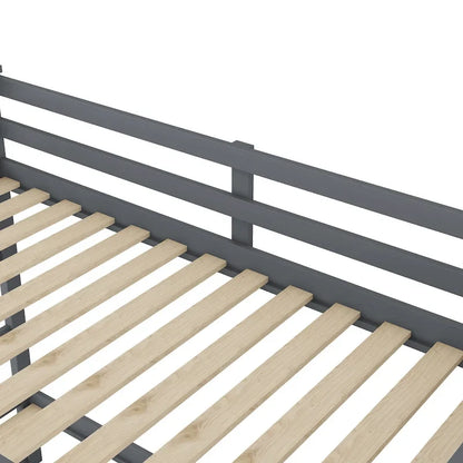 Lit superposé simple avec lit gigogne simple et 3 marches de rangement, couleur expresso