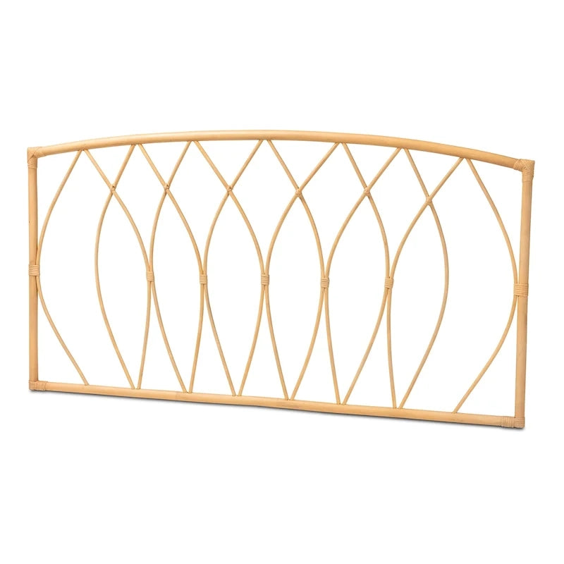 Tête de lit murale Halia style bohème moderne en rotin naturel - Queen