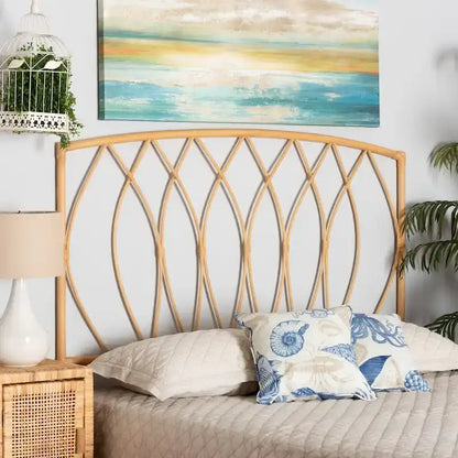 Halia Modern Bohemian Natural Rattan Wall-mountable Headboard-Queen