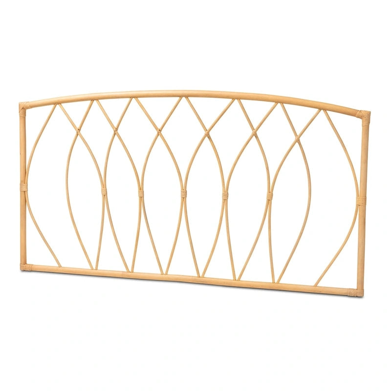 Tête de lit murale Halia style bohème moderne en rotin naturel - Queen