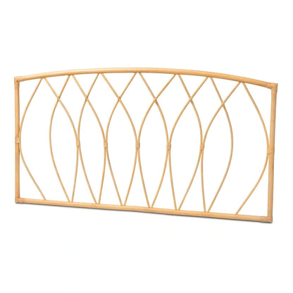 Tête de lit murale Halia style bohème moderne en rotin naturel - Queen
