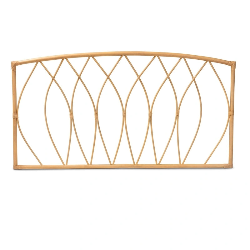 Tête de lit murale Halia style bohème moderne en rotin naturel - Queen
