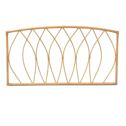 Tête de lit murale Halia style bohème moderne en rotin naturel - Queen