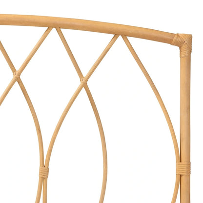 Tête de lit murale Halia style bohème moderne en rotin naturel - Queen