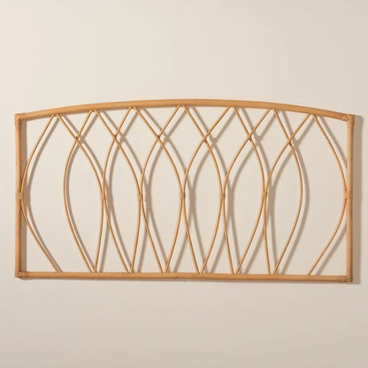 Tête de lit murale Halia style bohème moderne en rotin naturel - Queen
