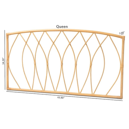 Tête de lit murale Halia style bohème moderne en rotin naturel - Queen