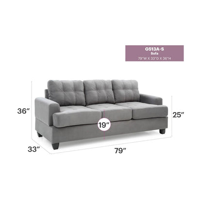 Canapé droit Sandridge 79 po (200,7 cm) de largeur, accoudoirs évasés, en microfibre - 34 po (86,4 cm) L x 79 po (200,7 cm) l x 36 po (91,4 cm) H