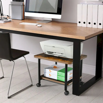 Chariot de rangement à roulettes à 2 niveaux pour imprimante, support à glisser sous le bureau