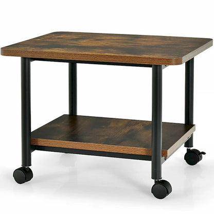Chariot de rangement à roulettes à 2 niveaux pour imprimante, support à glisser sous le bureau