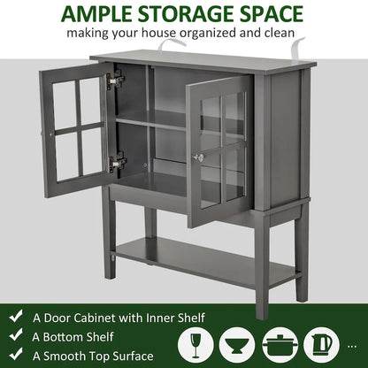 Buffet et crédence de cuisine modernes HOMCOM avec 2 portes vitrées battantes et un grand espace de rangement