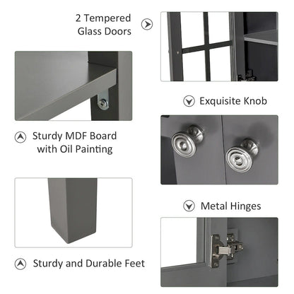 Buffet et crédence de cuisine modernes HOMCOM avec 2 portes vitrées battantes et un grand espace de rangement