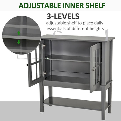 Buffet et crédence de cuisine modernes HOMCOM avec 2 portes vitrées battantes et un grand espace de rangement