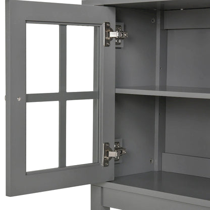 Buffet et crédence de cuisine modernes HOMCOM avec 2 portes vitrées battantes et un grand espace de rangement