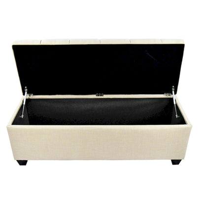 Banc de rangement en lin capitonné Sole Secret Button