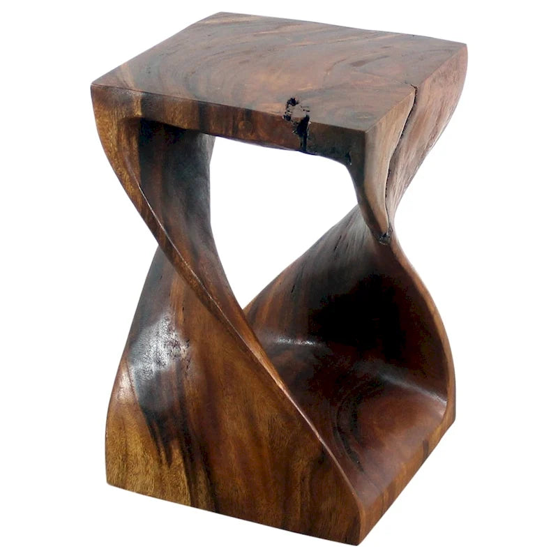 Tabouret Haussmann Original Wood Twist 12 x 12 x 18 po, finition noyer huilé
