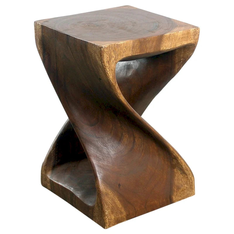 Tabouret Haussmann Original Wood Twist 12 x 12 x 18 po, finition noyer huilé