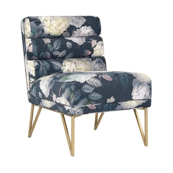 Chaise en velours à motif floral Silver Orchid Borden