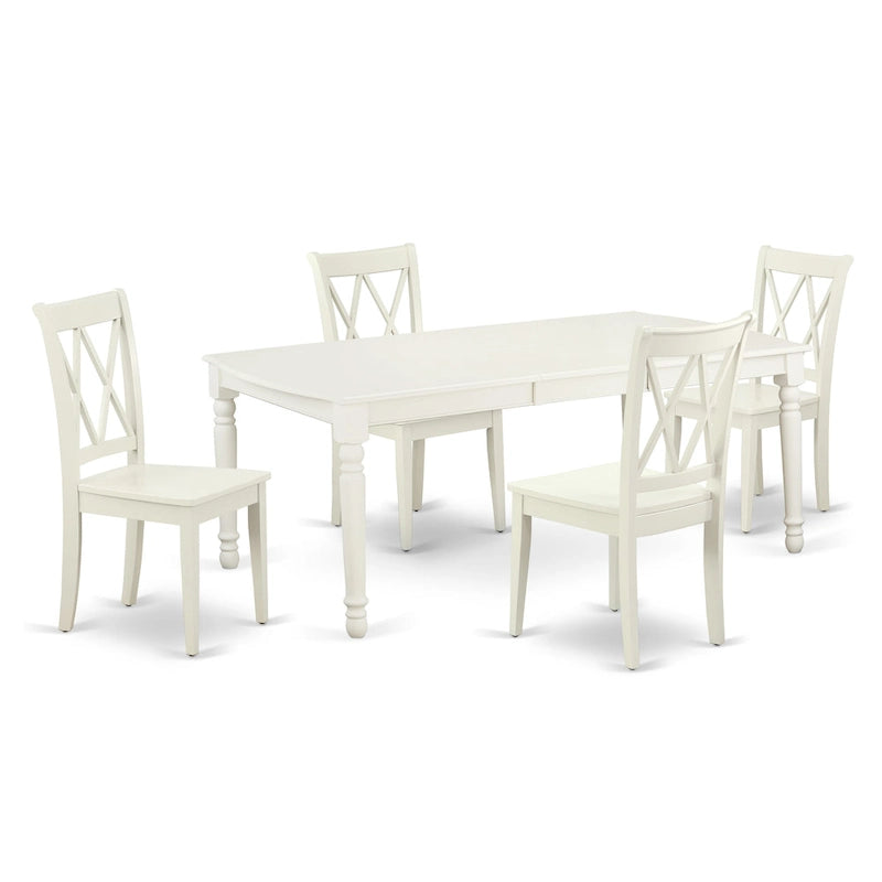 Ensemble table et chaises de salle à manger East West Furniture - Table de cuisine rectangulaire et chaises de salle à manger, blanc lin (composition au choix)
