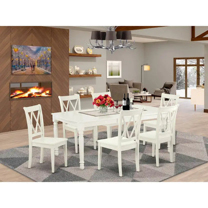 Ensemble table et chaises de salle à manger East West Furniture - Table de cuisine rectangulaire et chaises de salle à manger, blanc lin (composition au choix)