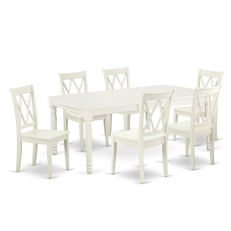 Ensemble table et chaises de salle à manger East West Furniture - Table de cuisine rectangulaire et chaises de salle à manger, blanc lin (composition au choix)