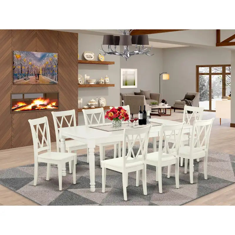 Ensemble table et chaises de salle à manger East West Furniture - Table de cuisine rectangulaire et chaises de salle à manger, blanc lin (composition au choix)