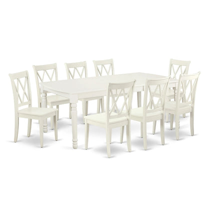 Ensemble table et chaises de salle à manger East West Furniture - Table de cuisine rectangulaire et chaises de salle à manger, blanc lin (composition au choix)
